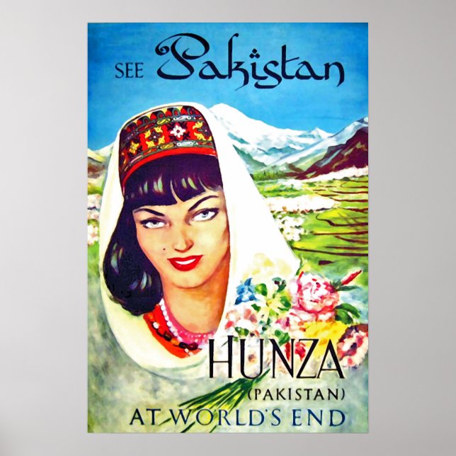 Pakistan, Mädchen aus dem Hunza-Tal, Jahrgangsreis Poster (Vorne)