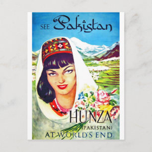Pakistan, Mädchen aus dem Hunza-Tal, Jahrgangsreis Postkarte