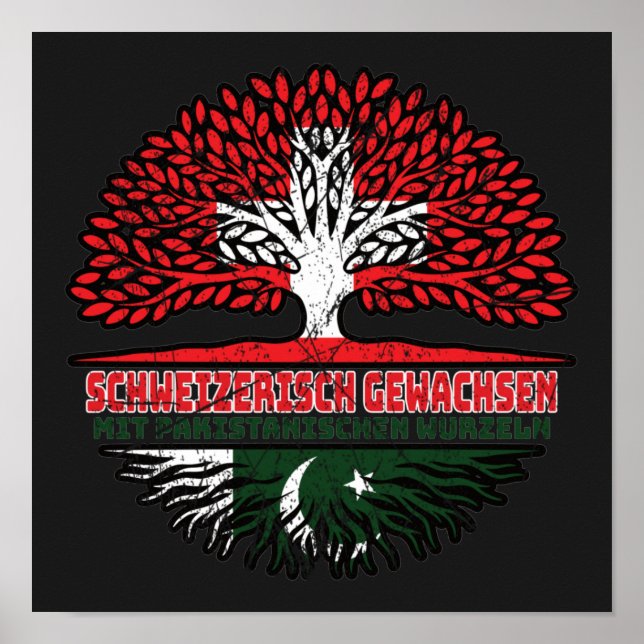 Pakistan Pakistanisch Schweizer Schweiz Baum Poster (Vorne)