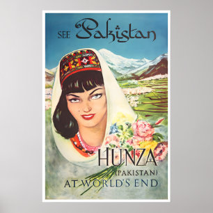 Pakistan Reise Kunst Hunza Valley Poster Vintage