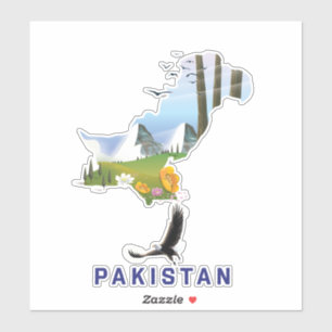 Pakistan Reiseplakat Karte Aufkleber