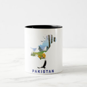 Pakistan Reiseplakat Karte Zweifarbige Tasse
