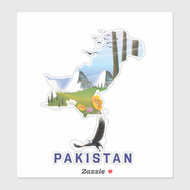 Pakistan Reiseplakatkarte Aufkleber (Blatt)
