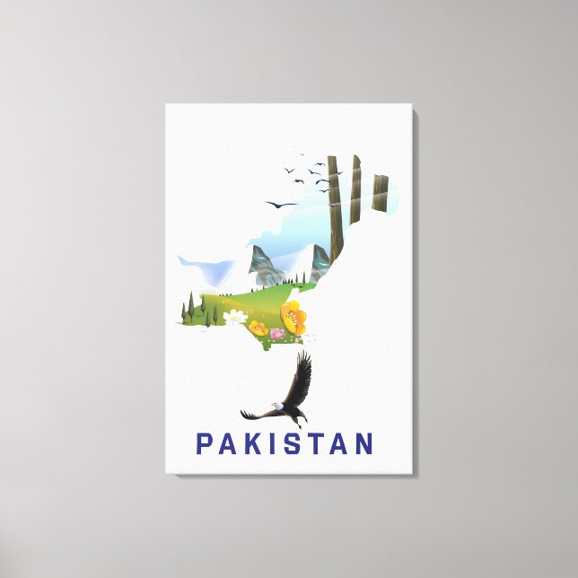 Pakistan Reiseplakatkarte Leinwanddruck (Vorderseite)