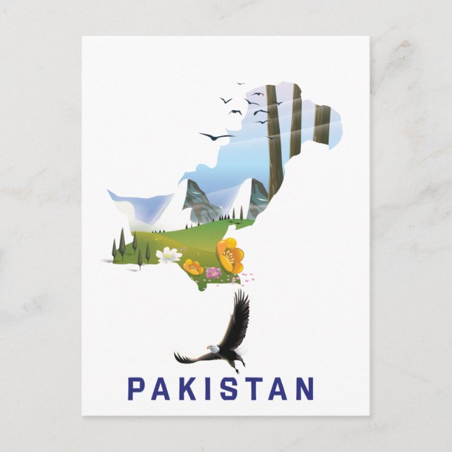 Pakistan Reiseplakatkarte Postkarte (Vorderseite)