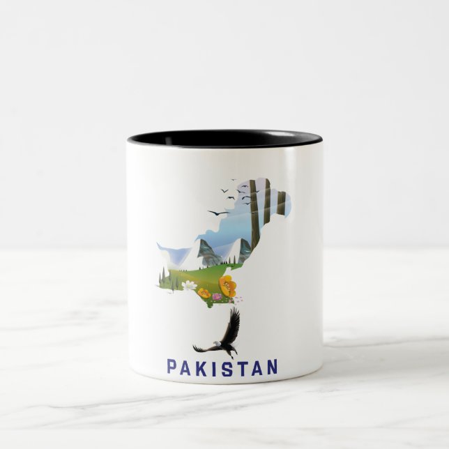 Pakistan Reiseplakatkarte Zweifarbige Tasse (Mittel)