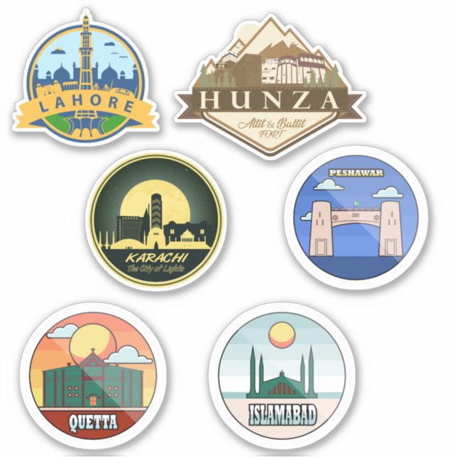 Pakistan-Städte Aufkleber (Vorderseite)