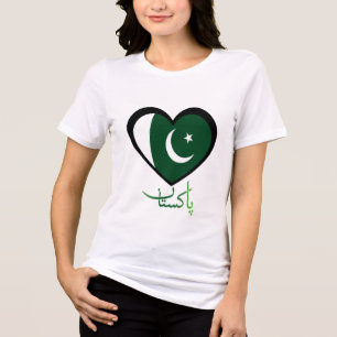 Pakistan Unabhängigkeitstag 14. August Flagge Herz Tri-Blend Shirt