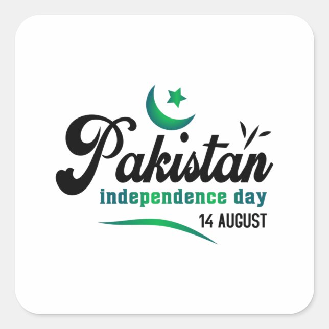 Pakistan Unabhängigkeitstag 14 August Quadratischer Aufkleber (Vorderseite)