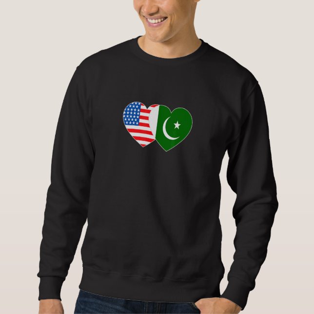 Pakistan&USA Flag Twin Heart for Pakistani America Sweatshirt (Vorderseite)