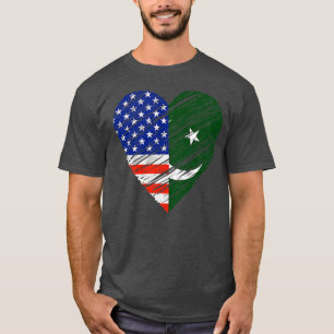 Pakistan USA Herzstück amerikanische Flagge Pakist T-Shirt