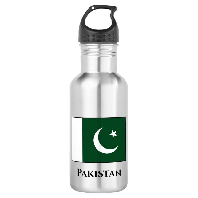 pakistanische Flagge Edelstahlflasche (Vorderseite)
