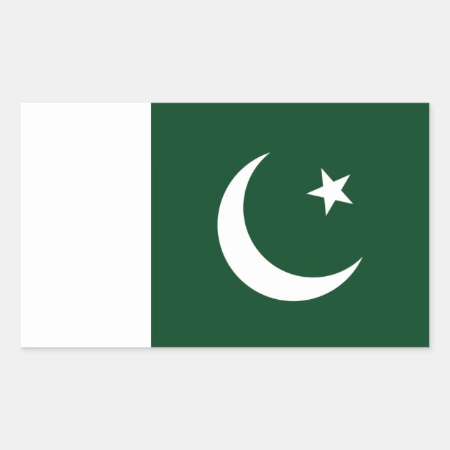 Pakistanische Flagge, Flagge Pakistans Rechteckiger Aufkleber (Vorderseite)