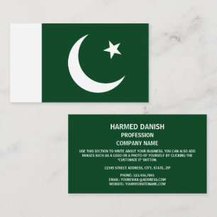Pakistanische Flagge, Flagge Pakistans Visitenkarte