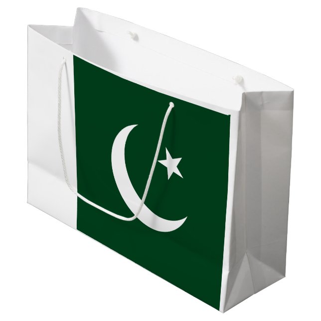 pakistanische Flagge Große Geschenktüte (Vorderseite Schrägansicht)