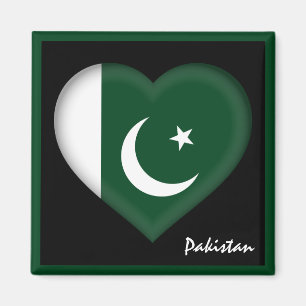 Pakistanische Flagge / pakistanischer Herzurlaub / Magnet