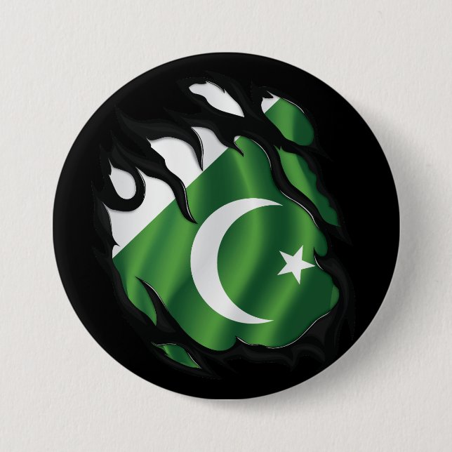 pakistanische Rippenflagge Button (Vorderseite)
