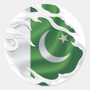 pakistanische Rippenflagge Runder Aufkleber
