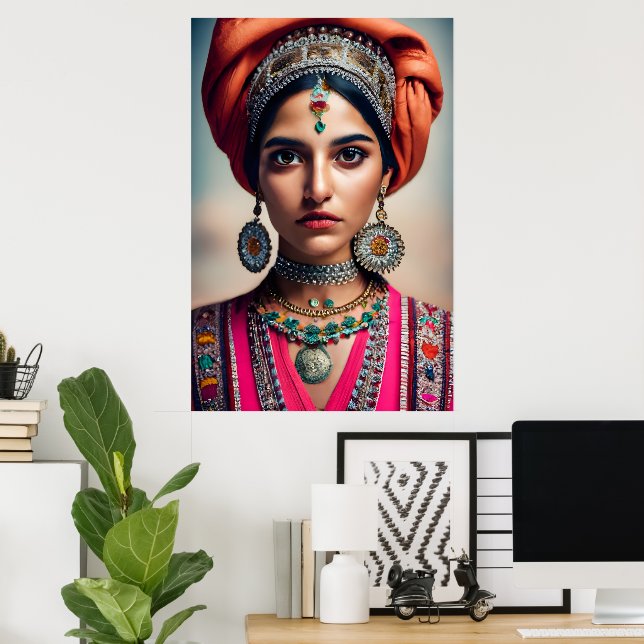 Pakistanisches Mädchen in traditionellem Kleid Poster (Heimbüro)