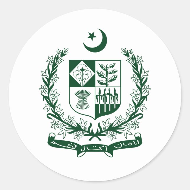 pakistanisches Staat-Emblem, Pakistan Runder Aufkleber (Vorderseite)
