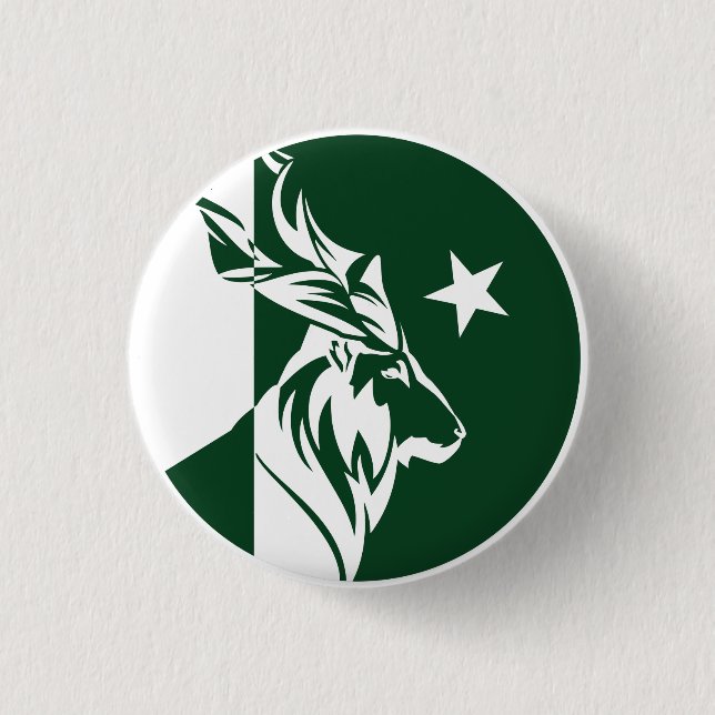 Pakistans nationale Flagge Markhor Pakistani Button (Vorderseite)