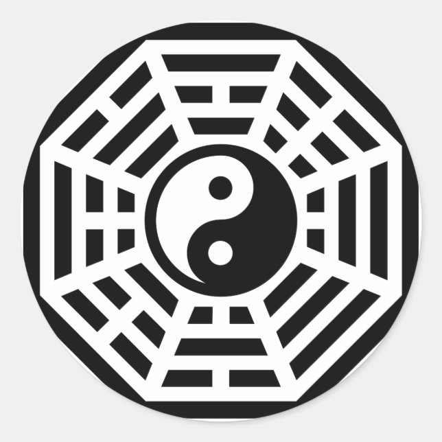 Pakua, Bagua, Yin Yang, China, Wahrheitssymbol Runder Aufkleber (Vorderseite)
