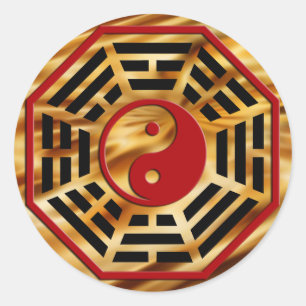 PaKua   dunkelorange Wellen Runder Aufkleber