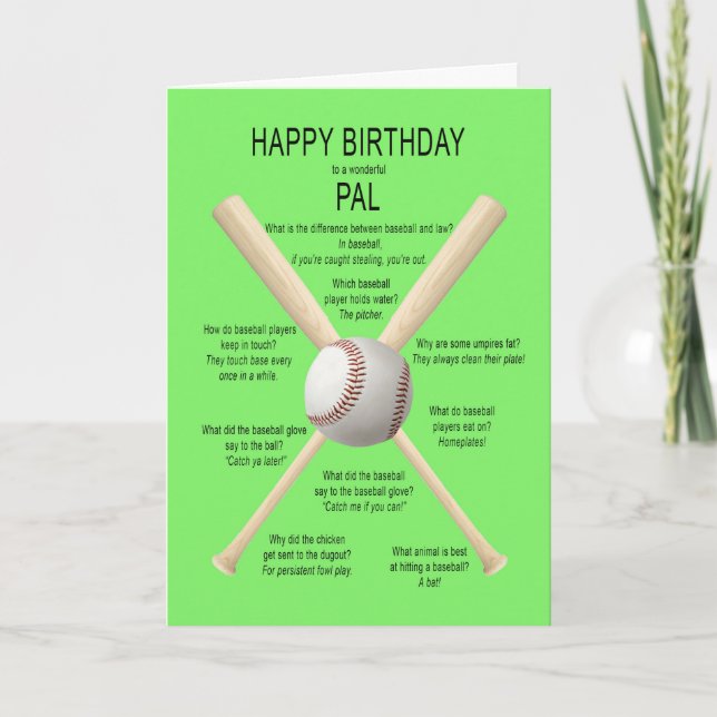 Pal, Baseballwitze zum Geburtstag Karte (Vorderseite)