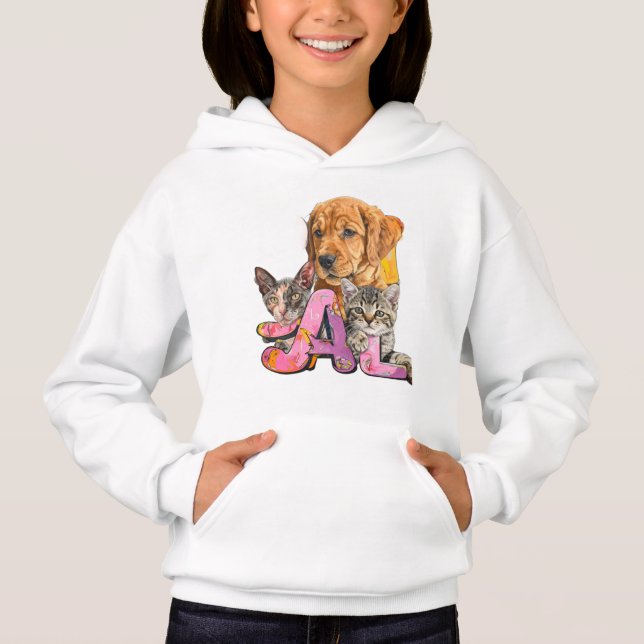 Pal Dog and Cats Plus Personalize Name  Hoodie (Vorderseite)