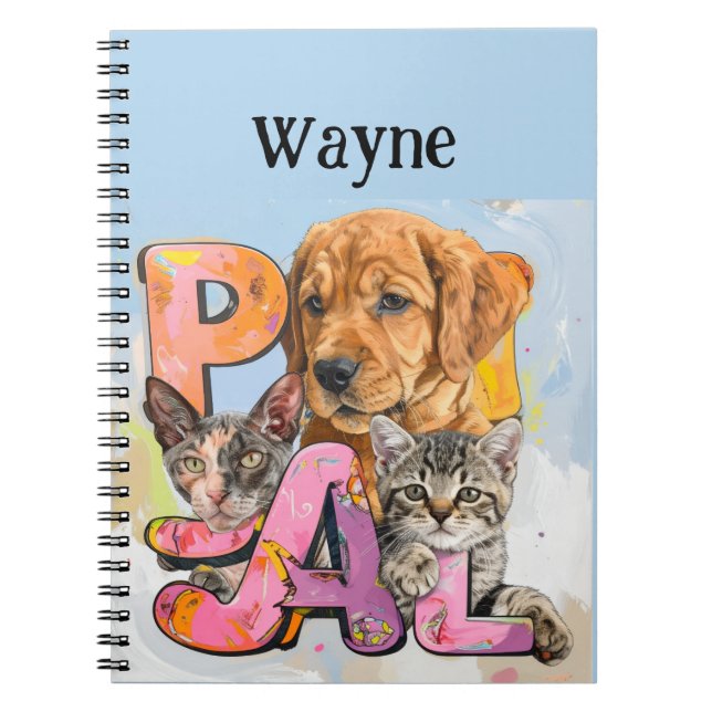 Pal Hund und Katzen plus personalisierter Name  Notizblock (Vorderseite)