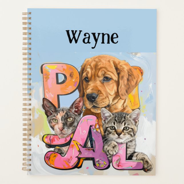 Pal Hund und Katzen plus personalisierter Name  Planer (Vorderseite)