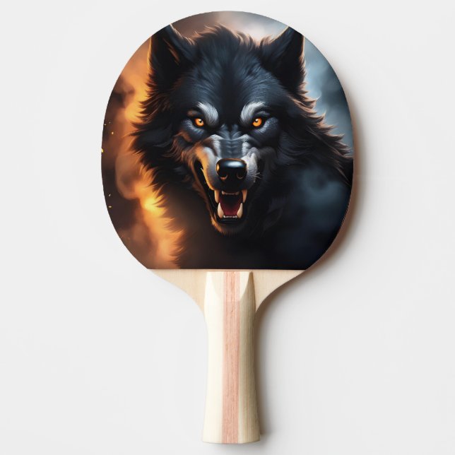 Pala de Ping Pong Lobo con Postura Agresiva Tischtennis Schläger (Vorderseite)