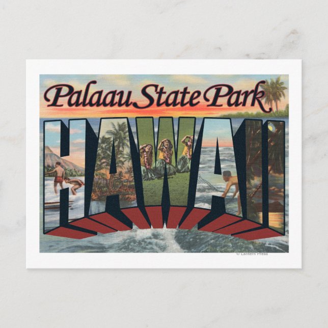 Palaau Staat Park, Hawaii - Große Briefmarkenszene Postkarte (Vorderseite)