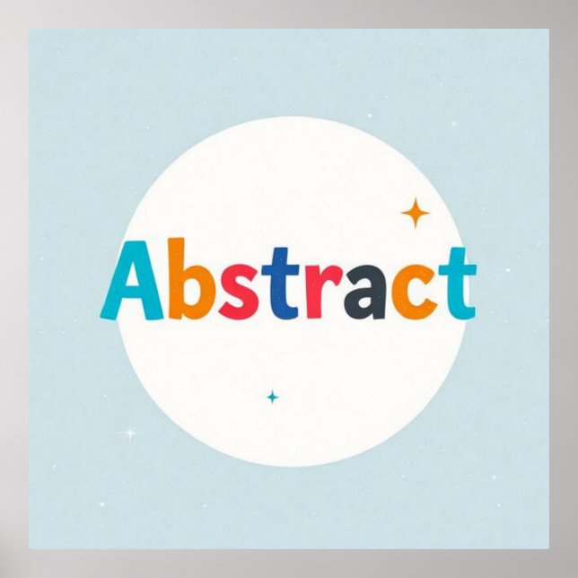 Palabra ABSTRACT multicolor sobre círculo blanco Poster (Vorne)