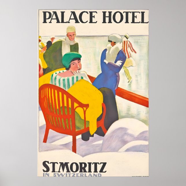 Palace Hotel St. Moritz Schweiz Vintage Poster (Vorne)