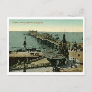 Palace Pier & Aquarium, Brighton England Vintage Postkarte