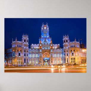 Palacio de Comunicaciones am Abend in Madrid Poster