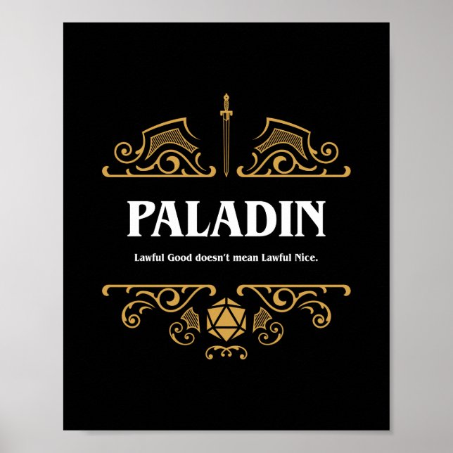 Paladin Class Tabletop RPG Gaming Poster (Vorne)