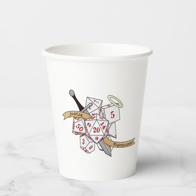 Paladin Dice Design Pappbecher (Vorderseite)