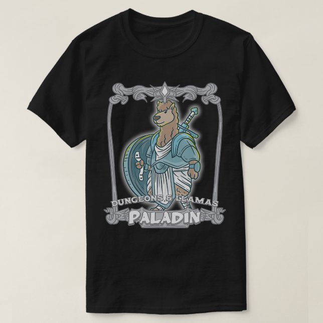 Paladin Dungeons und Llamas Llama Nerd Geek RPG Di T-Shirt (Design vorne)