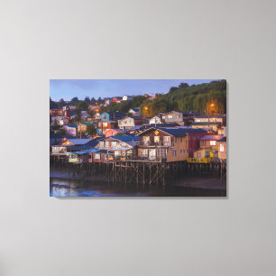 Palafito Pfahlhäuser, erhöhte Sicht Leinwanddruck