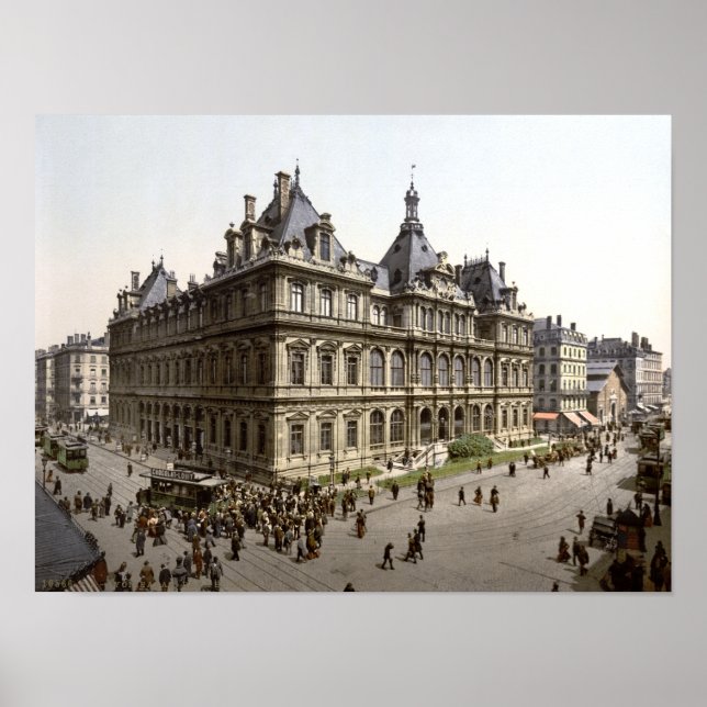 Palais de la Bourse, Lyon 1900, Antique Frankreich Poster (Vorne)