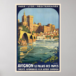 Palais des Papes Avignon Frankreich Vintage Reise Poster