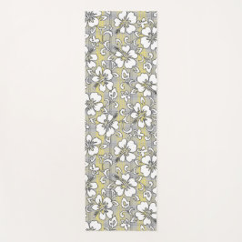 Palaka Pareau Hawaiian Check Hibiscus - Gray Yogamatte