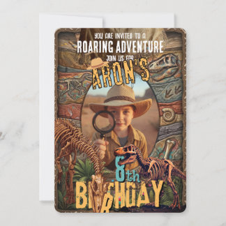 Paläontologe Dino Ausgrabung Geburtstagsfoto Einladung