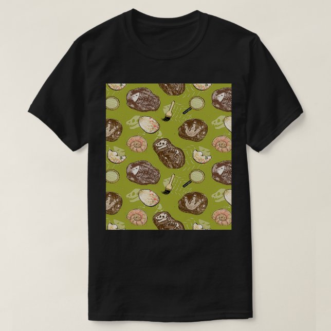 Paläontologe Dinosaur Pattern T-Shirt (Design vorne)