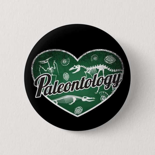 Paläontologie Retro Herzerkrankung Liebe Button (Vorderseite)