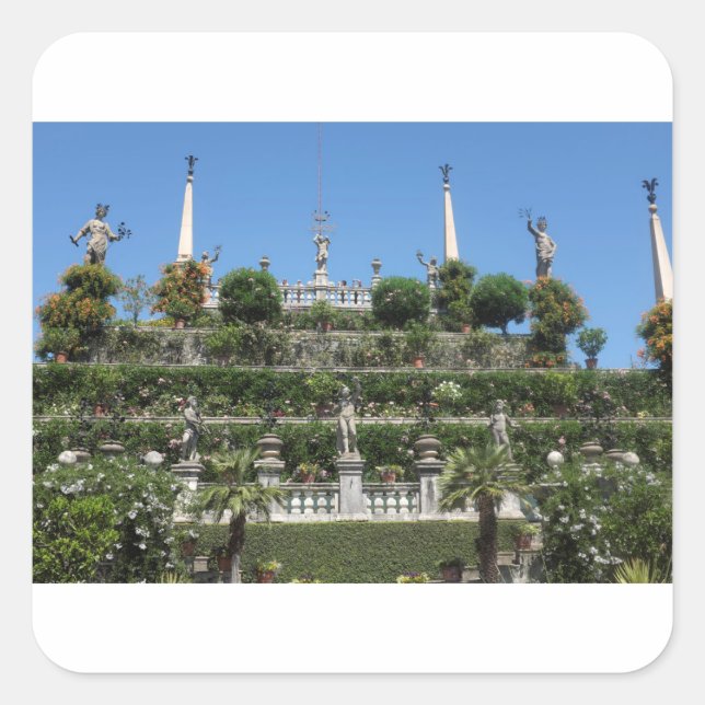 Palast Borromeo in Stresa, Italien Quadratischer Aufkleber (Vorderseite)