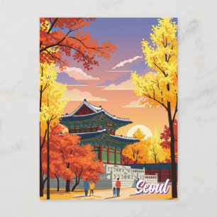 Palast im Herbst Seoul Südkorea Postkarte