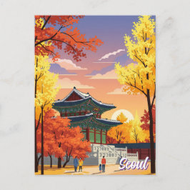 Palast im Herbst Seoul Südkorea Postkarte